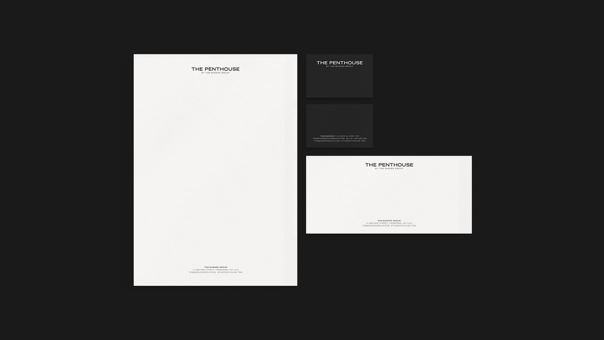 The Penthouse Branding Identity - Letterhead Business Card Envelope Design