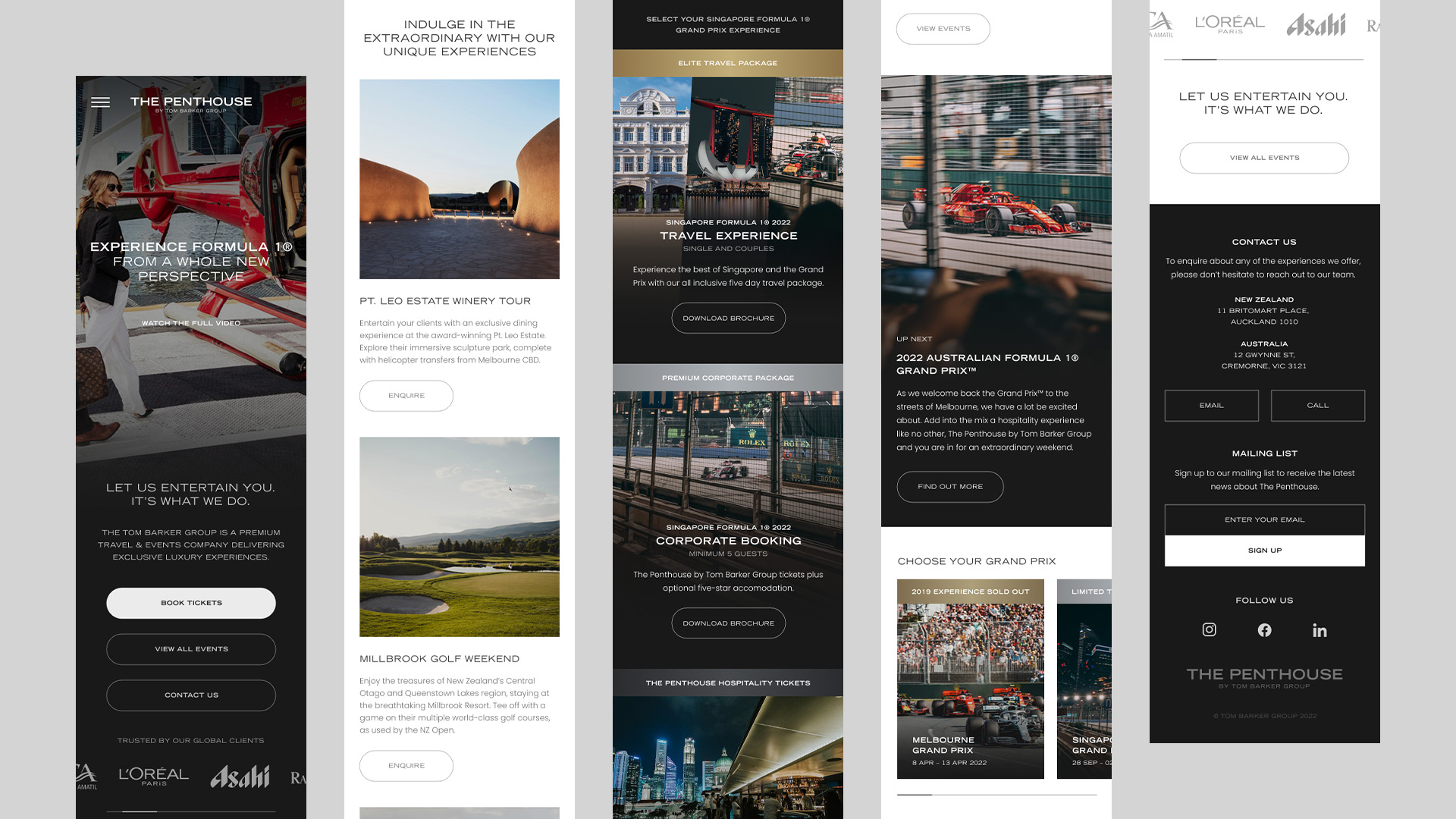 The Penthouse Branding Identity - Mobile Website Design Screens